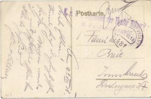 1918 K.u.K. 1. Regiment der Tiroler Kaiserjäger, flag. Art Nouveau, litho + "K.u.K. 1. Regiment...