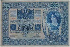 1902. 1000K piros "Deutschösterreich" felülbélyegzéssel, mindkét oldala német T:III