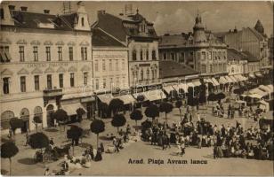 Arad, Piata Avram Iancu / piaci árusok, Chateau Palugyay, Rosenberg, A. Weisz üzlete / market vendors, shops. photo (EK)