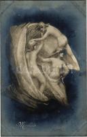 Mephisto Erotikus optikai illúziós képeslap meztelen nőkkel / Mephisto Optical illusion, erotic nude ladies
