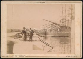 cca 1900 Fiume, kikötő, keményhátú fotó, 11×16 cm