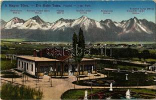 1915 Tátra, Magas Tátra, Vysoké Tatry; Kárpátok a Husz park felől, kávéház / Fatransko-tatranská oblast / Carpathian Mountains, café (EK)