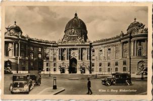 1948 Vienna, Wien, Bécs I. Burg Michaelertor / palace gate, automobiles + Österreichische Zensurstelle cancellation (fl)