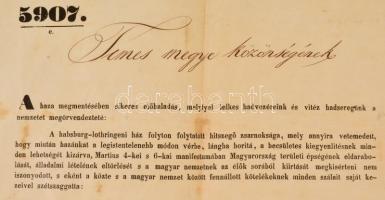 1849 április 20. Kossuth Lajos (1802-1894) frissen megválasztott kormányzó saját kezüleg aláírt leve...