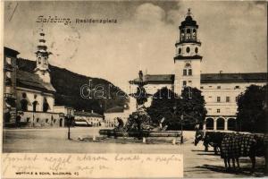 1903 Salzburg, Residenzplatz / square, fountain