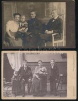 cca 1900 Portrék, lakásbelső, 5 db keményhátú fotó különféle műtermekből (Elbi és Pietsch, Erdős Gyu...