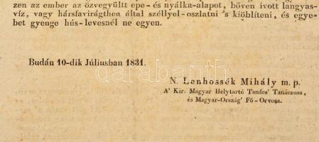 1831 A cholera betegség esmértetőjeleinek és míglen a rendes orvosi segedelem érkezne, az attól vali...