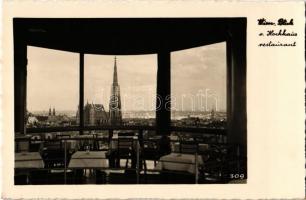 Vienna, Wien, Bécs; Blick v. Hochhaus Restaurant / restaurant, interior, general view, photo