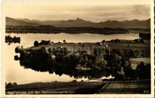 1952 Waging a. See, Wagingersee mit den Salzkammergut-Bergen / lake, mountains