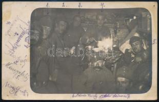 1916 Katonai tábori konyha fotólap nevesített alakokkal