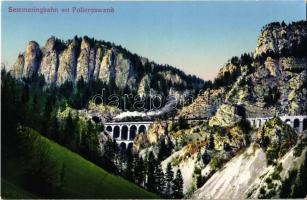 Semmering, Semmeringbahn mit Polleroswand / railway, viaduct, tunnel