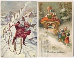 28 db RÉGI motívumlap: gyerekek, közte sok humoros, litho, grafikai és néhány fotó / 28 pre-1945 mot...