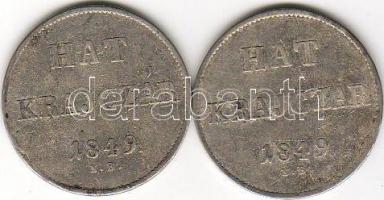 1849N.B. 6Kr ezüst 2db  T:3/4