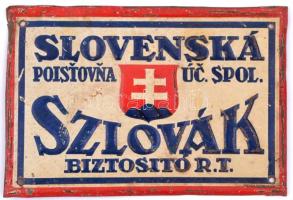 Szlovák Biztosító Rt. Slovenska Poistovna festett fém tábla. 15x10,5 cm