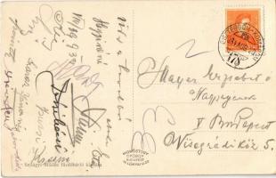 1934 Dunaalmás, Hajóállomás. Kiadja Szilágyi Miklós fürdőbérlő + "ESZTERGOM - KOMÁROM 178"...