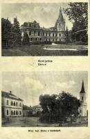 Komját, Komjatice; Báró Wodianer kastély, Római katolikus templom és iskola / castle, church and school (fa)