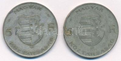 1947. 5Ft Ag "Kossuth" (2x) T:2-,3 Adamo F8.1