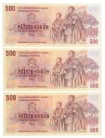Csehszlovákia 1973. 500K (3x) sorszámkövetők T:II-,III
Czechoslovakia 1973. 500 Korun (3x) sequenti...