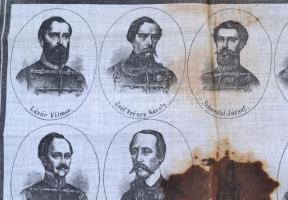 1890 Az Aradi Vértanúk emlékművének felállítása alkalmából kiadott vászon emlék kendő az 1848-49-es ...