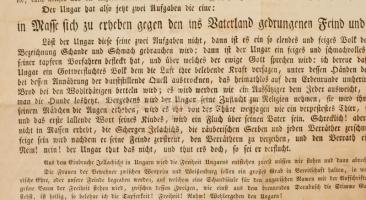 1848 szeptember 18. Kossuth Lajos jóslata. A magyar nyelvű szöveg német fordítása. A jóslat szerint ...