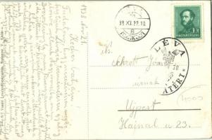 Léva, Levice; látkép zsinagógával / general view with synagogue + "1938 Léva visszatért" S...