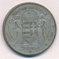 1930. 5P Ag "Horthy jobbra" T:2- patina 
Adamo P8