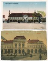 10 db régi magyar és történelmi magyar városképes lap; városházák / 10 pre-1945 Hungarian and Historical Hungarian town-view postcards with town halls