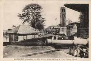 Banjul, Bathurst; the Three Gun Battery and the tower clock