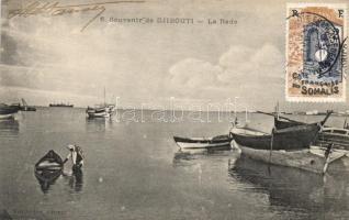 1917 Djibouti, La Rade / harbour. TCV card (crease)