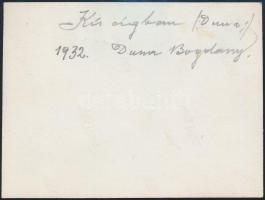 1932 Dunabogdánynál, a Dunán lehorgonyzott hajómalom, jelzés nélküli vintage fotó, feliratozva, Kern...