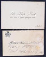 cca 1917-1934 26 db különféle névjegykártya, üdvözlőkártya, számos érdekes feljegyzéssel, közte Laum...