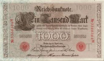 Német Birodalom/Császárság 1910. 1000M(2x) egymásutáni sorszámokkal T:I