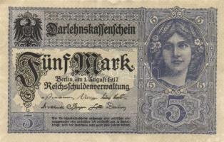 Német Birodalom/Császárság 1917. 5M(5x) egymásutáni sorszámokkal T:I-