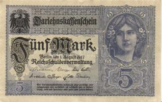 Német Birodalom/Császárság 1917. 5M(5x) egymásutáni sorszámokkal T:I-