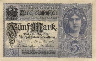 Német Birodalom/Császárság 1917. 5M(5x) egymásutáni sorszámokkal T:I-