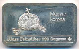 DN "Budapest Országháza / Magyar Korona" jelzett Ag befektetési tömb (31,14g/0.999/24x42mm...