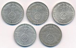 Német Harmadik Birodalom 1937-1939. 2M Ag "Hindenburg" (5x) T:1-,2
German Third Reich 193...