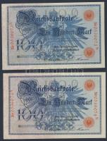 Német Birodalom/Császárság 1908. 10M(2x)egymásutáni sorszámokkal egyiken hátoldali jól látható papírránccal T:I