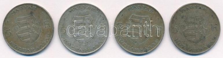 1947. 5Ft Ag "Kossuth" (4x) T:2,2- patina Adamo F8.1