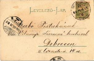 1906 Buziásfürdő, Buziás; Nagy szálloda. Montázslap automobillal, fiákerrel és előkelő hölgyekkel / ...