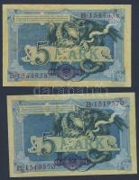 Német Birodalom/Császárság 1904. 5M 2klf típusban 6 ill.7 jegyű sorszámokkal T:I