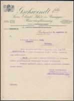 1936 a Gschwindt-féle Szesz-, Élesztő-, Likőr- és Rumgyár Rt. fizetési felszólítása, gépelt levél, díszes fejléces papíron