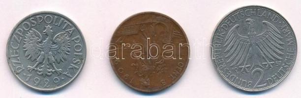 Vegyes: Olaszország 1909R 5c Cu "III. Viktor Emánuel" + Lengyelország 1929. 1Zl Ni + NSZK ...