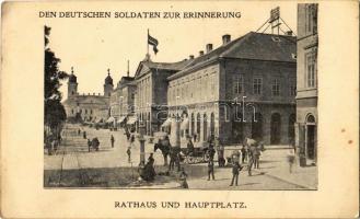 Debrecen, Fő tér, Városháza, Tóth Gyula üzlete. Den deutschen Soldaten zur Erinnerung + K.u.K. Bahnhofkommando Debreczen (EK)