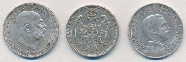 Vegyes: Szerbia 1912. 20p Cu-Ni + Olaszország 1913R 1L Ag "III. Viktor Emánuel" + Ausztria...