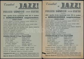 1947 2 db Jazz + 4 db Dubán-Feller Monstre Haway és jazzparádé szórólap