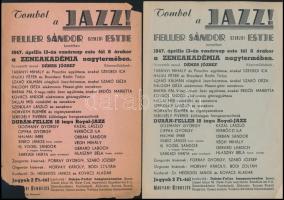 1947 2 db Jazz + 4 db Dubán-Feller Monstre Haway és jazzparádé szórólap