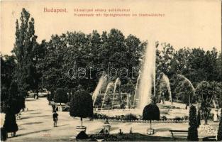 1908 Budapest XIV. Városligeti sétány szökőkúttal. Taussig A. 9971. (Rb)