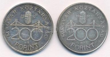 1992-1993. 200Ft Ag "MNB" (2x) T:2,2-
