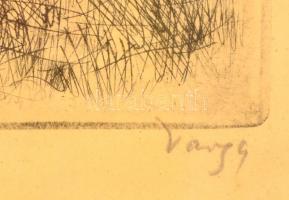 Varga Nándor Lajos (1895-1978): Patak mellett. Rézkarc, papír, jelzett, üvegezett keretben, 29×38 cm